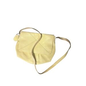 Genuine Leather Cream Vintage Shoulder Bag Flap Crossbody Chic Minimalist